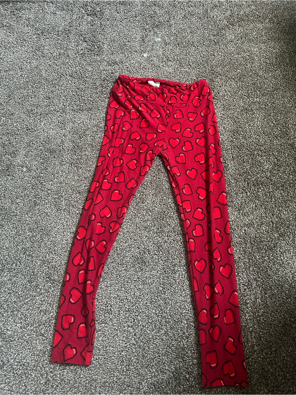 Red Heart Print Lularoe Leggings